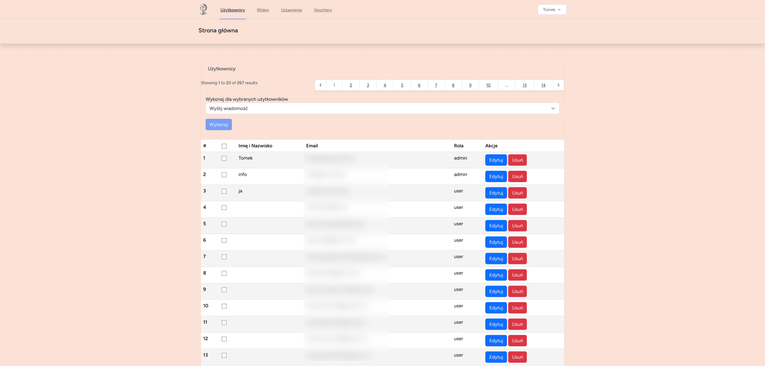 Foto360app Lista użytkowników